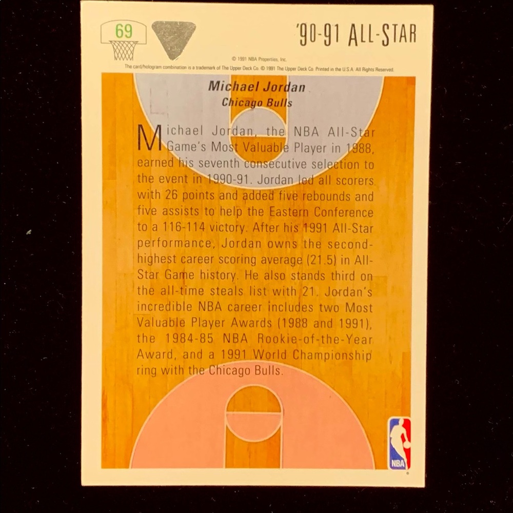Michael Jordan 1991-1992 Upper Deck All Star - Picture 2 of 3